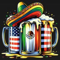 Beer Mexican Usa Flag Cinco De Mayo Drinking Party Coaster thumb 2