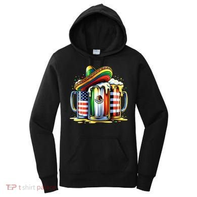 Beer Mexican Usa Flag Cinco De Mayo Drinking Party Women's Hoodie
