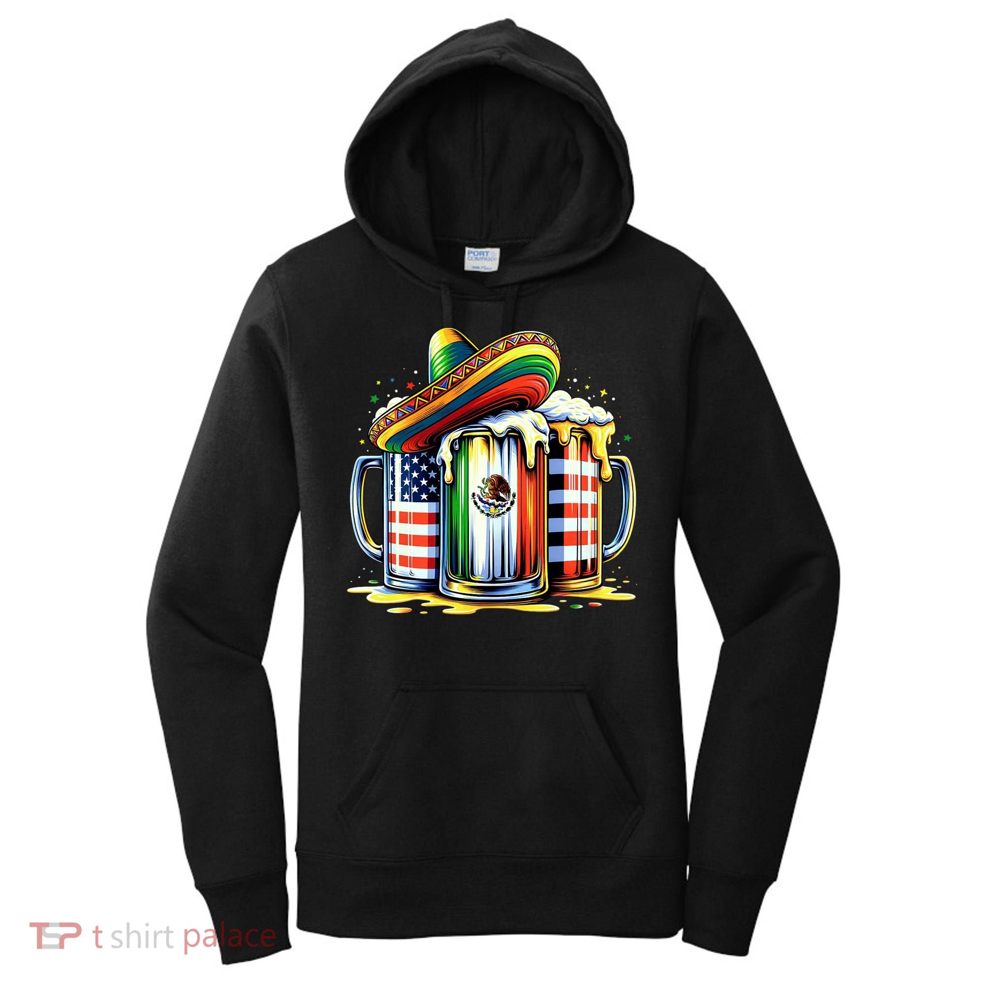 Beer Mexican Usa Flag Cinco De Mayo Drinking Party Women's Hoodie
