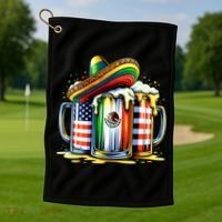 Beer Mexican Usa Flag Cinco De Mayo Drinking Party Golf Towel thumb 1