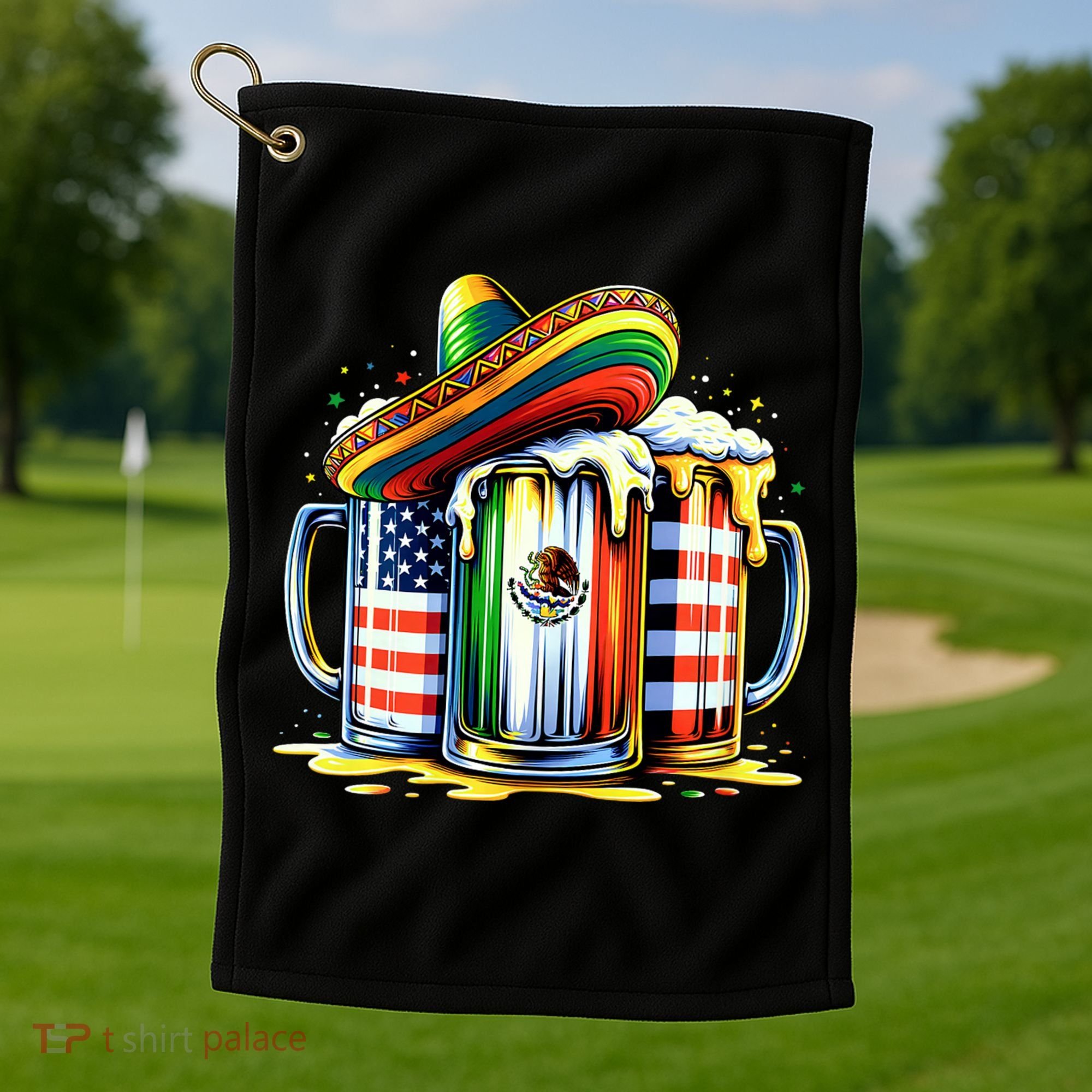 Beer Mexican Usa Flag Cinco De Mayo Drinking Party Golf Towel