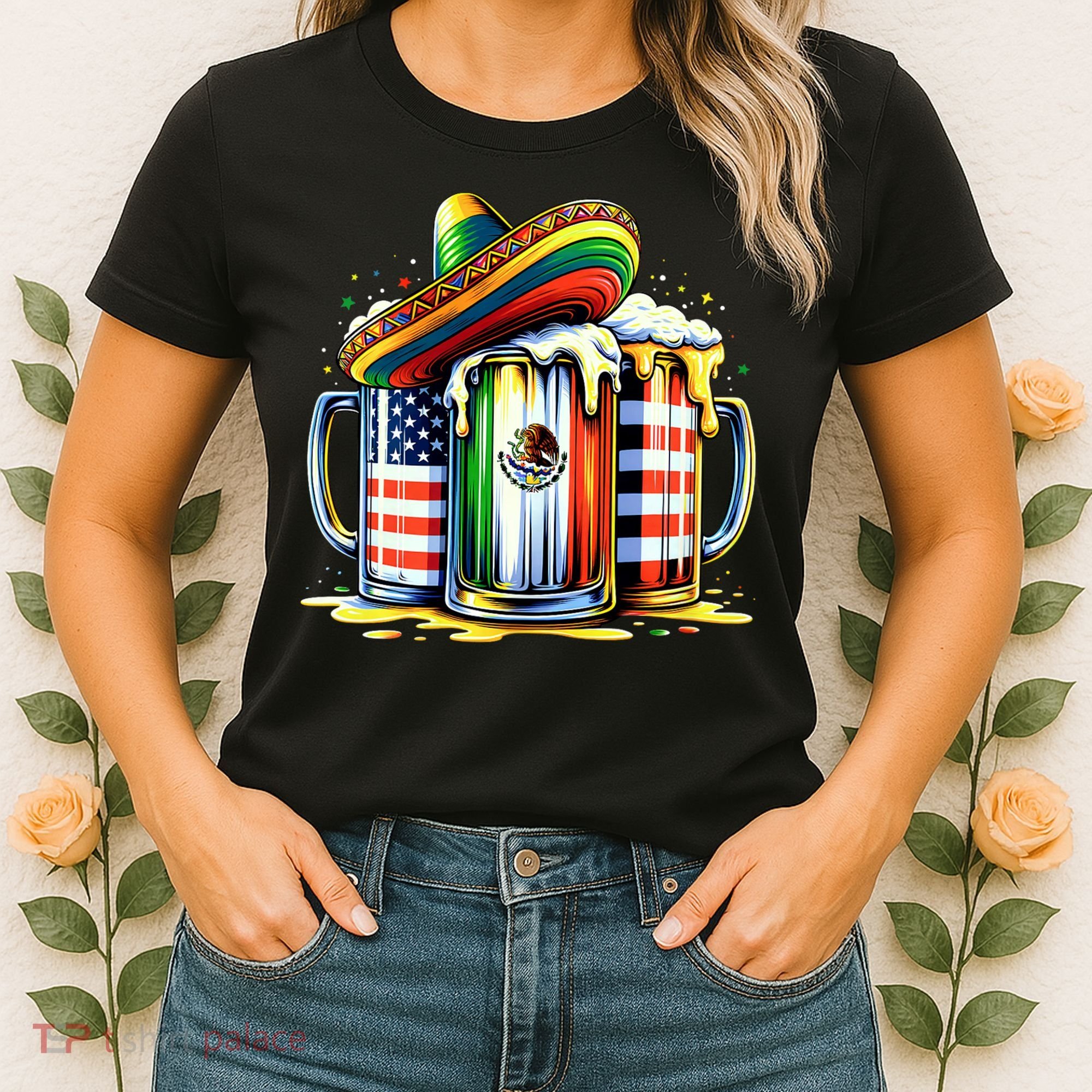 Beer Mexican Usa Flag Cinco De Mayo Drinking Party Women's T-Shirt