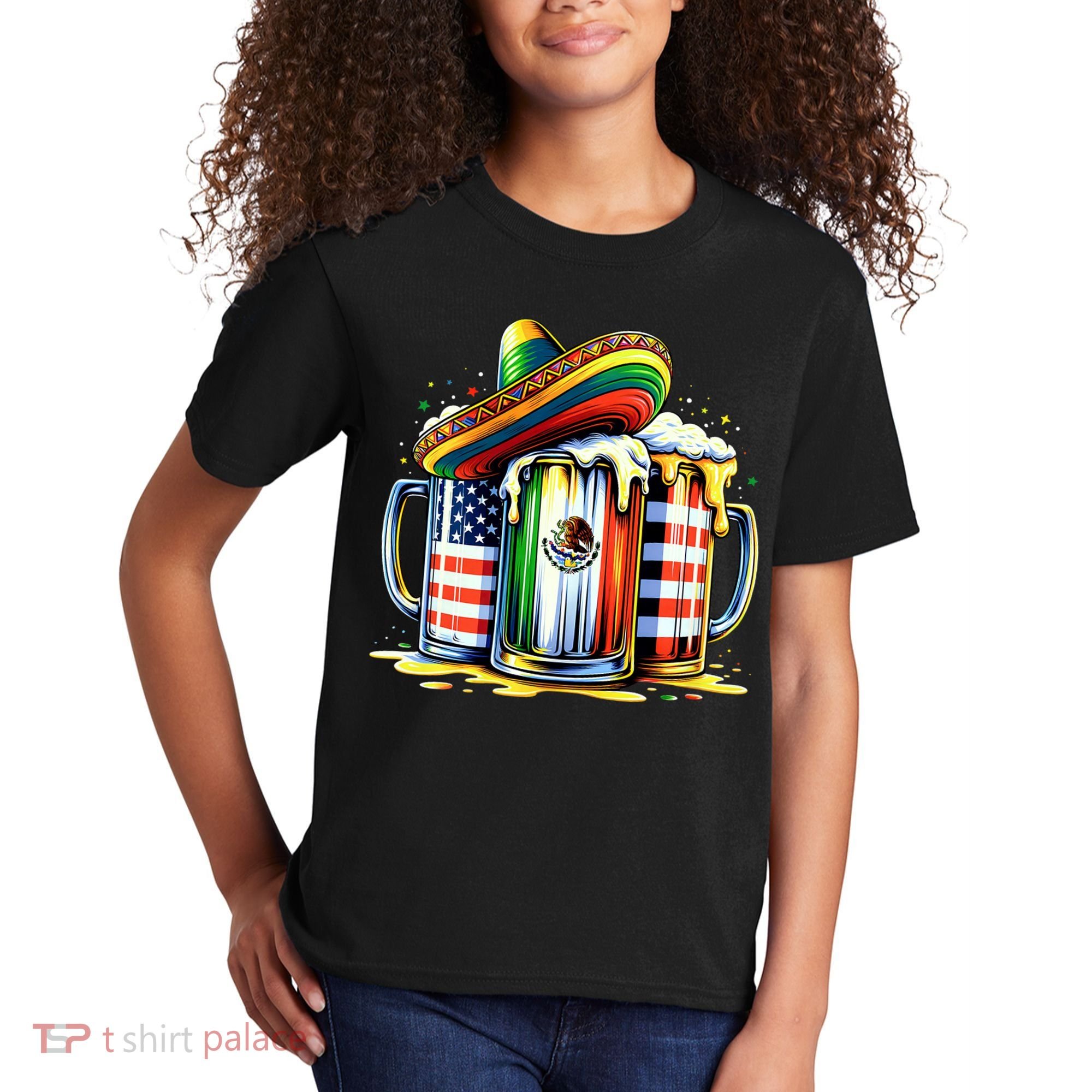 Beer Mexican Usa Flag Cinco De Mayo Drinking Party Kids T-Shirt