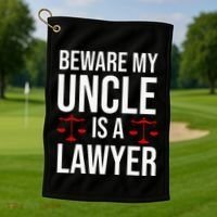 Beware My Uncle Is A Lawyer Golf Towel thumb 1