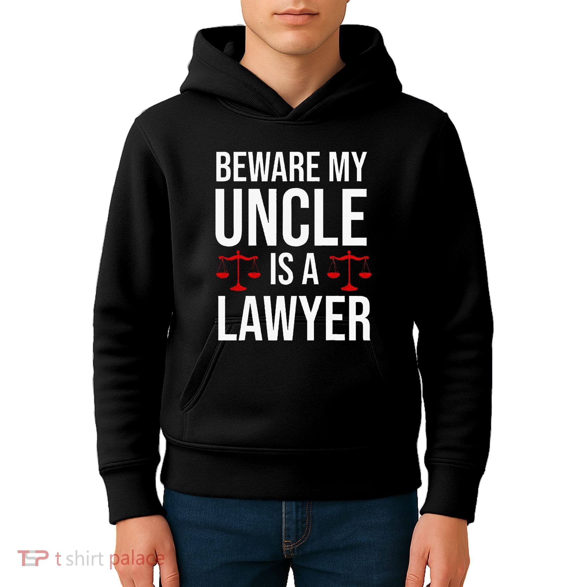 Beware My Uncle Is A Lawyer Kids Hoodie