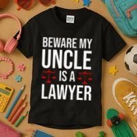 Beware My Uncle Is A Lawyer Kids T-Shirt thumb 3
