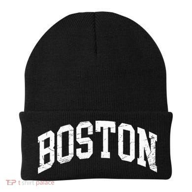 Boston Massachusetts Vintage Distressed Worn Design Beanie