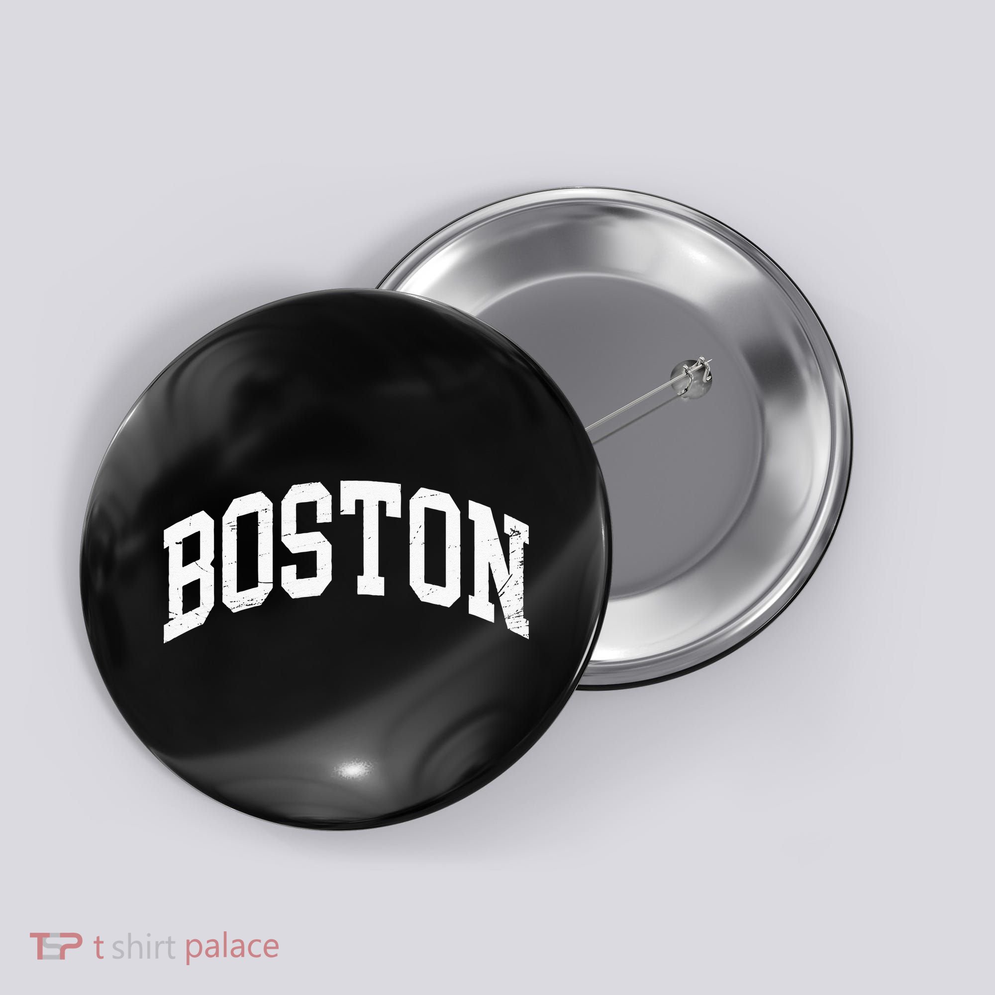 Boston Massachusetts Vintage Distressed Worn Button