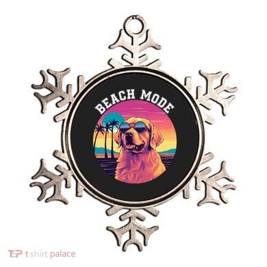 Beach Mode Vacy Mode Beach Life Vintage Sunset Beach Trip Golden Retriever Ornament