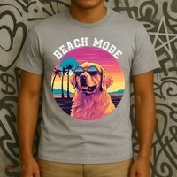 Beach Mode Vacy Mode Beach Life Vintage Sunset Beach Trip Golden Retriever T-Shirt thumb 3