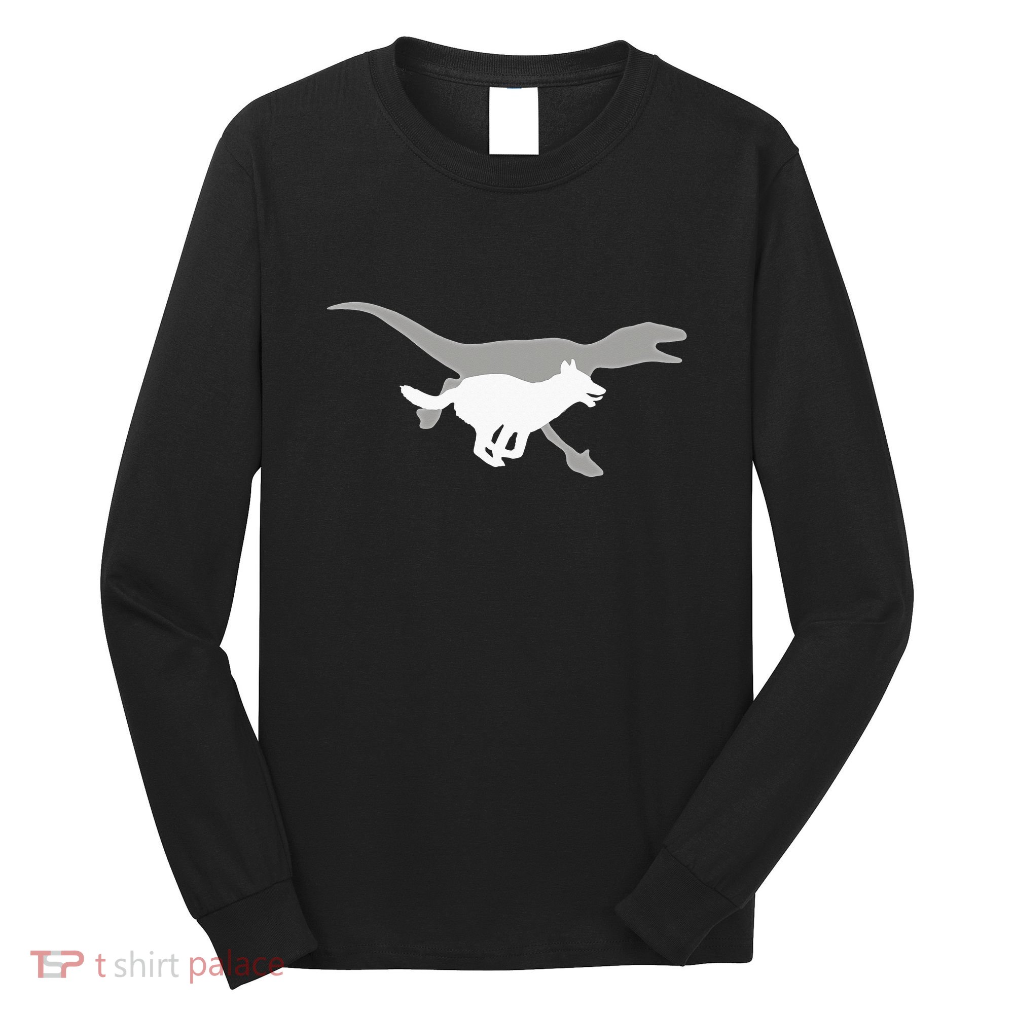 Belgian Malinois Velociraptor Maliraptor Running Shadow Long Sleeve Shirt