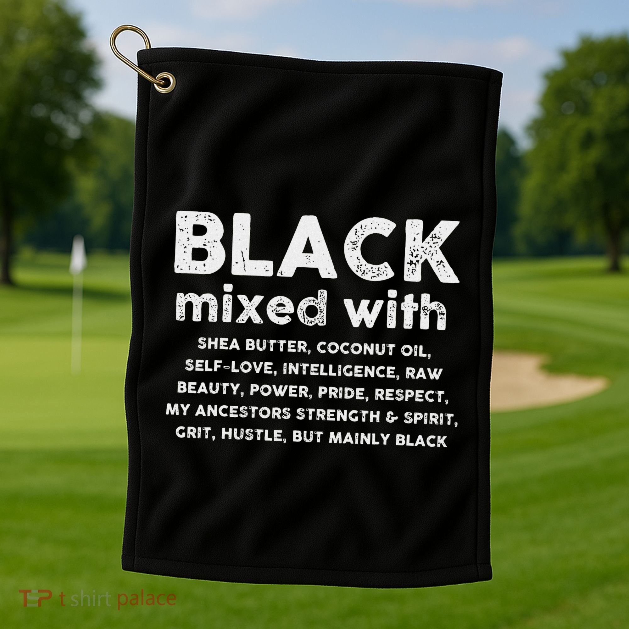 Black Mixed With Shea Butter Afro American Golf Towel