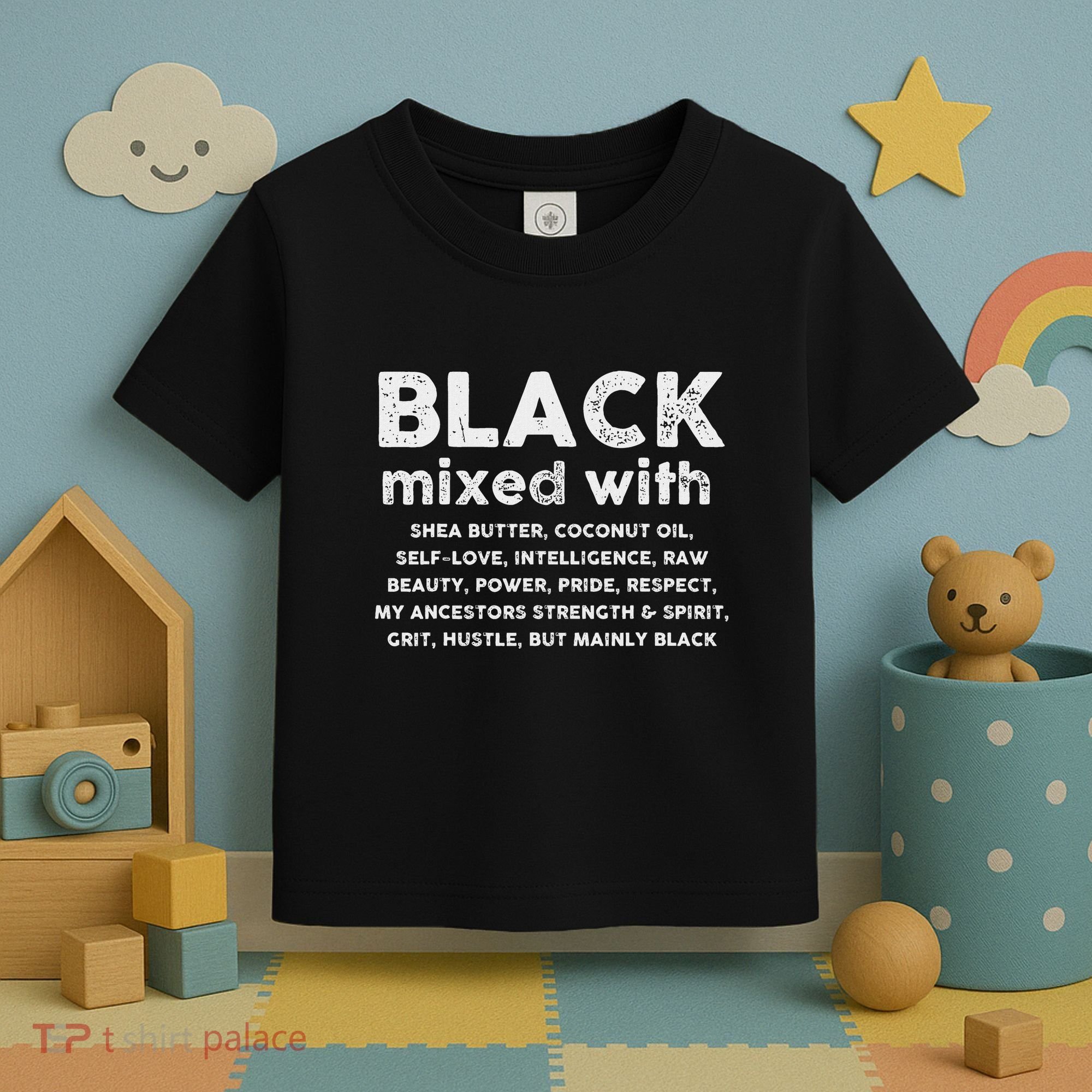Black Mixed With Shea Butter Afro American Toddler T-Shirt