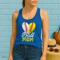 Ball Mom Women Mama Heart Baseball Softball Mother's Day Gift Women's Tank Top thumb 2