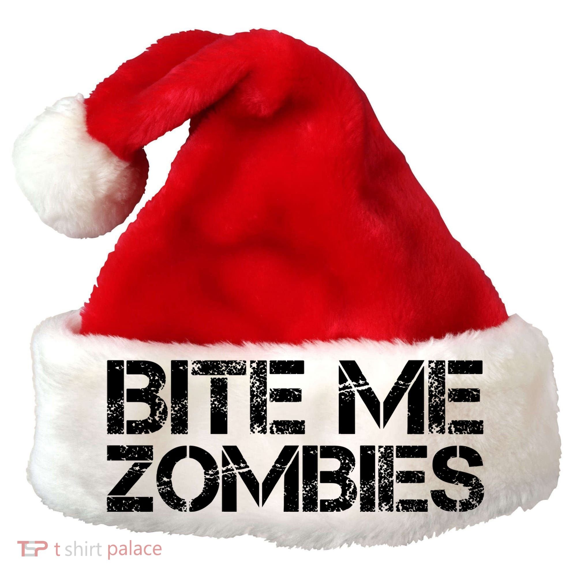 Bite Me Zombies Santa Hat