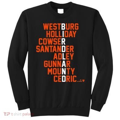 Birdland Names 2024 Baltimore Baseball Sweatshirt
