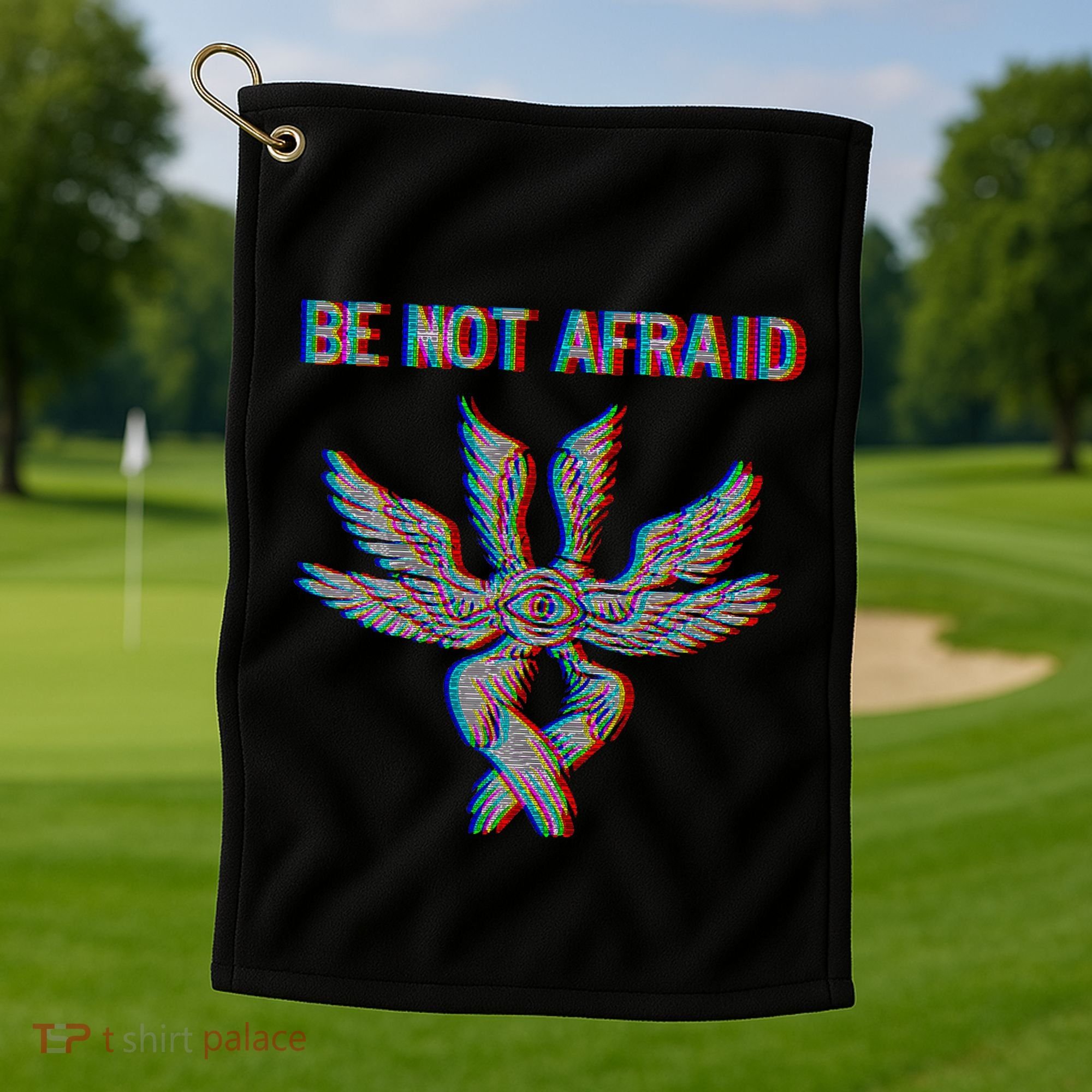 Be Not Afraid Biblically Accurate Angel Seraphim Glitch Golf Towel