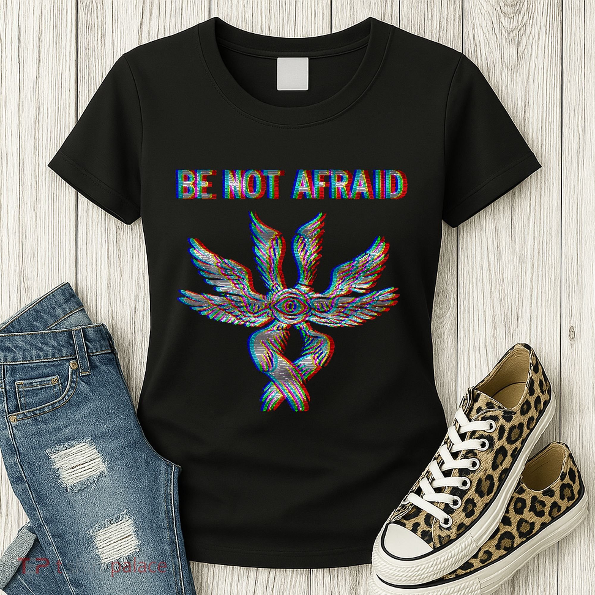 Be Not Afraid Biblically Accurate Angel Seraphim Glitch Women's T-Shirt