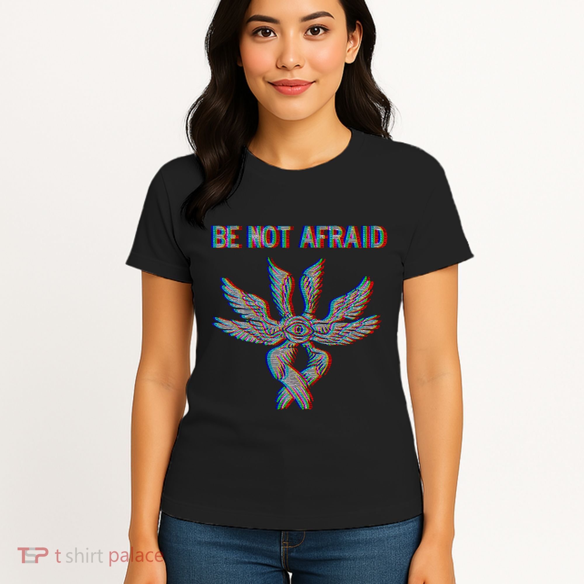Be Not Afraid Biblically Accurate Angel Seraphim Glitch Women's T-Shirt
