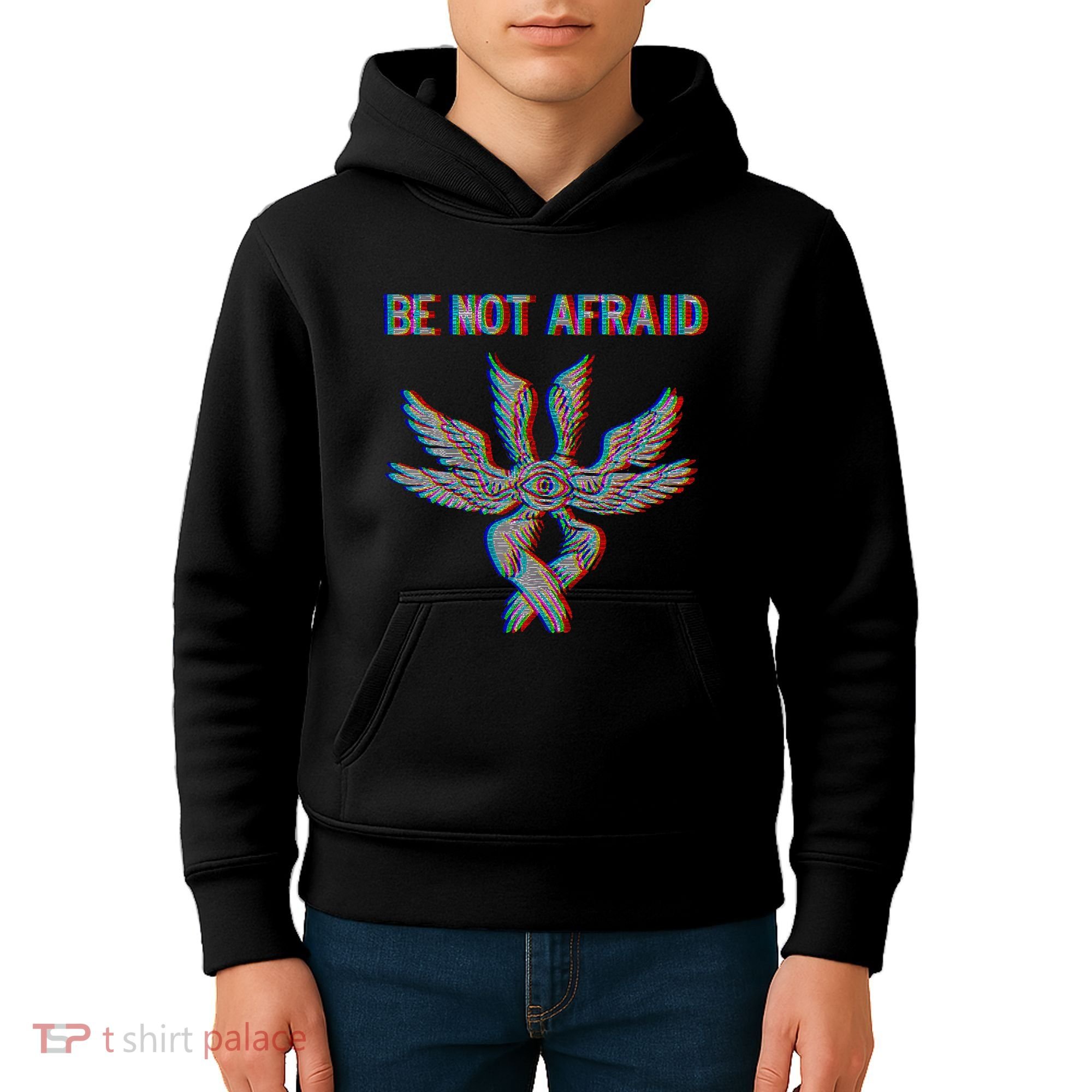 Be Not Afraid Biblically Accurate Angel Seraphim Glitch Kids Hoodie