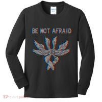 Be Not Afraid Biblically Accurate Angel Seraphim Glitch Kids Long Sleeve Shirt thumb 0