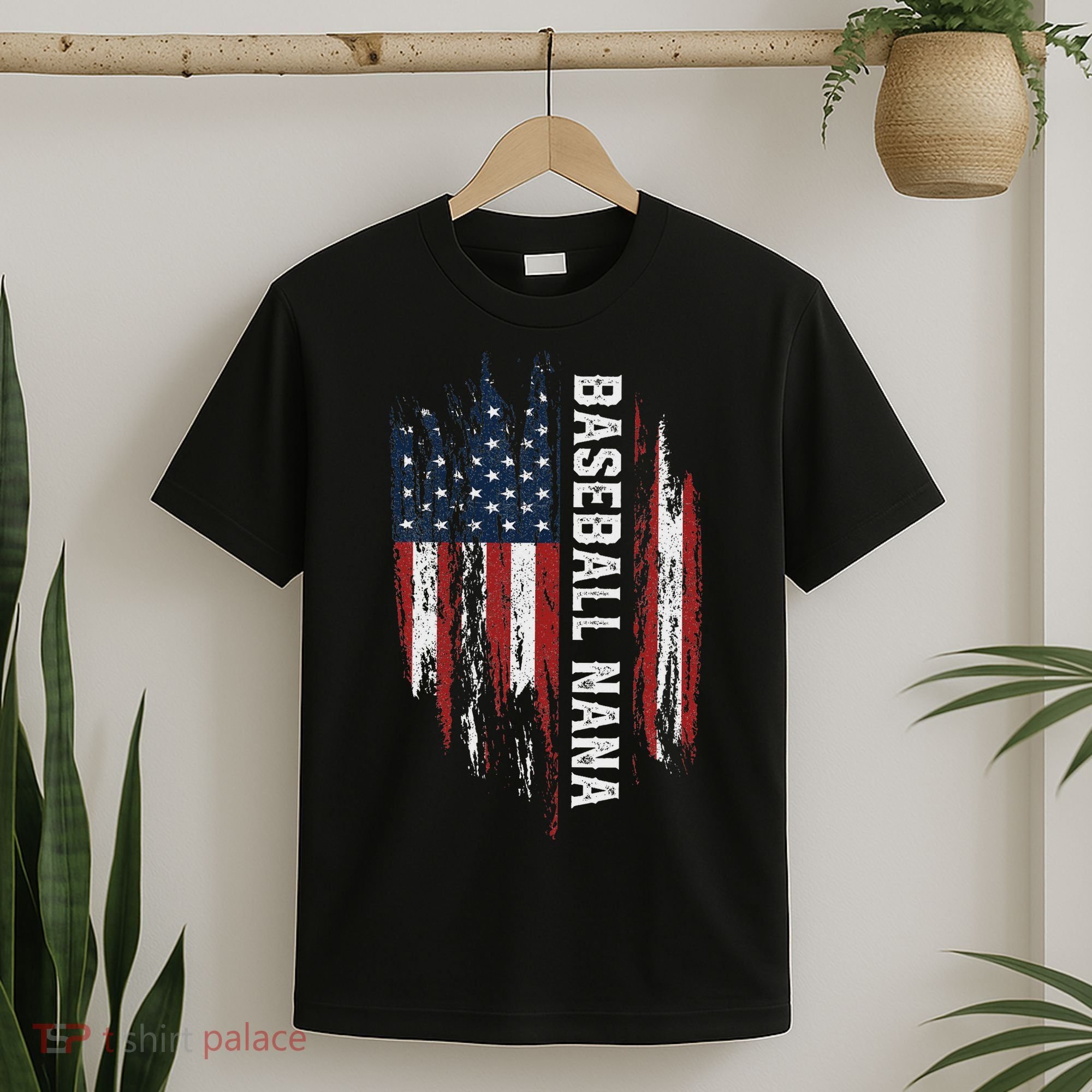 Baseball Nana American Flag Grandma Grandson 4th Of July T-Shirt