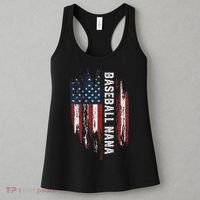 Baseball Nana American Flag Grandma Grandson 4th Of July Women's Tank Top thumb 3