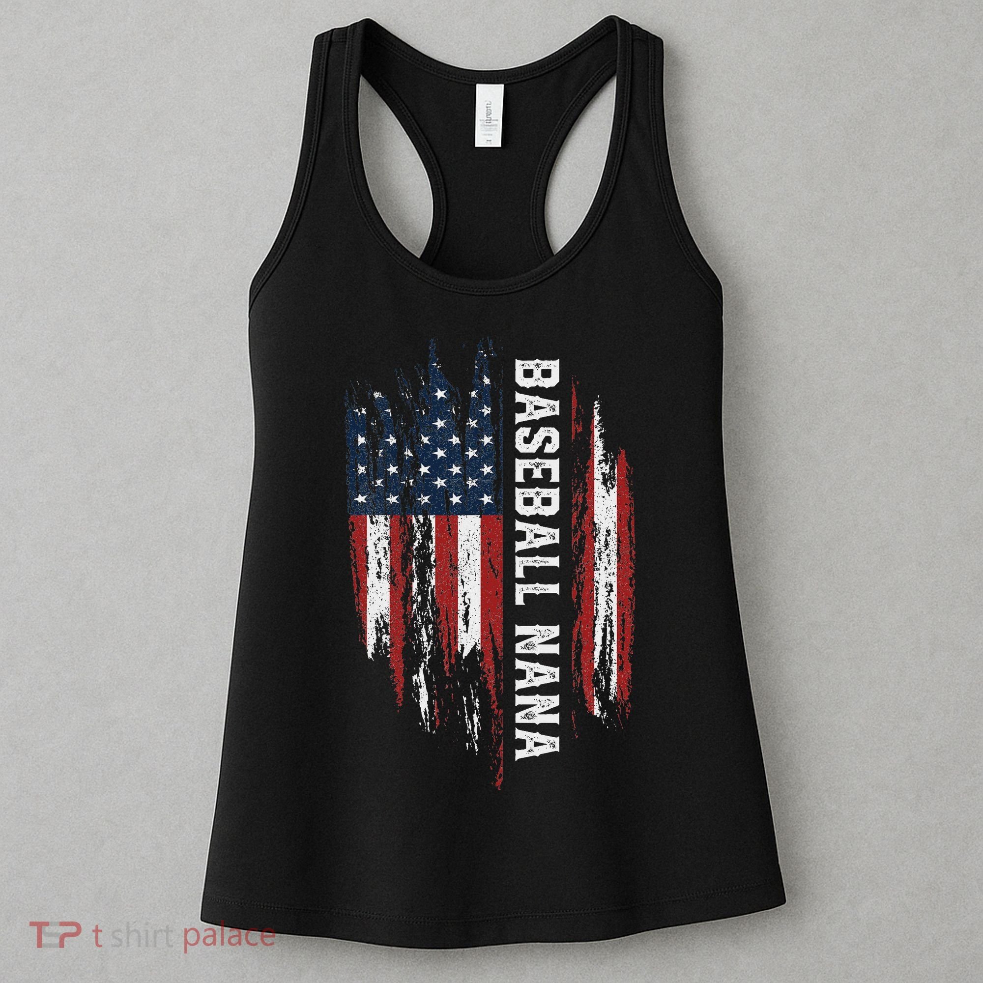 Baseball Nana American Flag Grandma Grandson 4th Of July Women's Tank Top