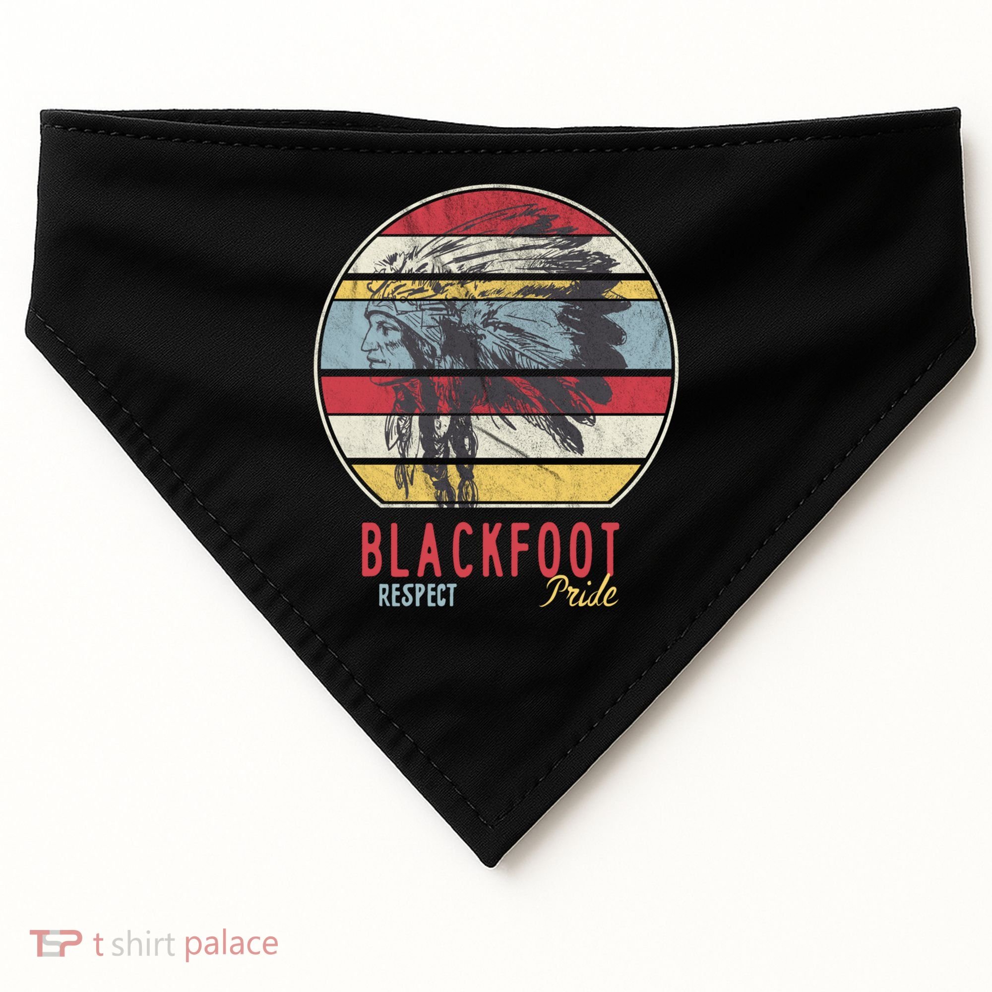 Blackfoot Native American Indian Tribe Respect Pride Retro Funny Gift USA-Made Doggie Bandana