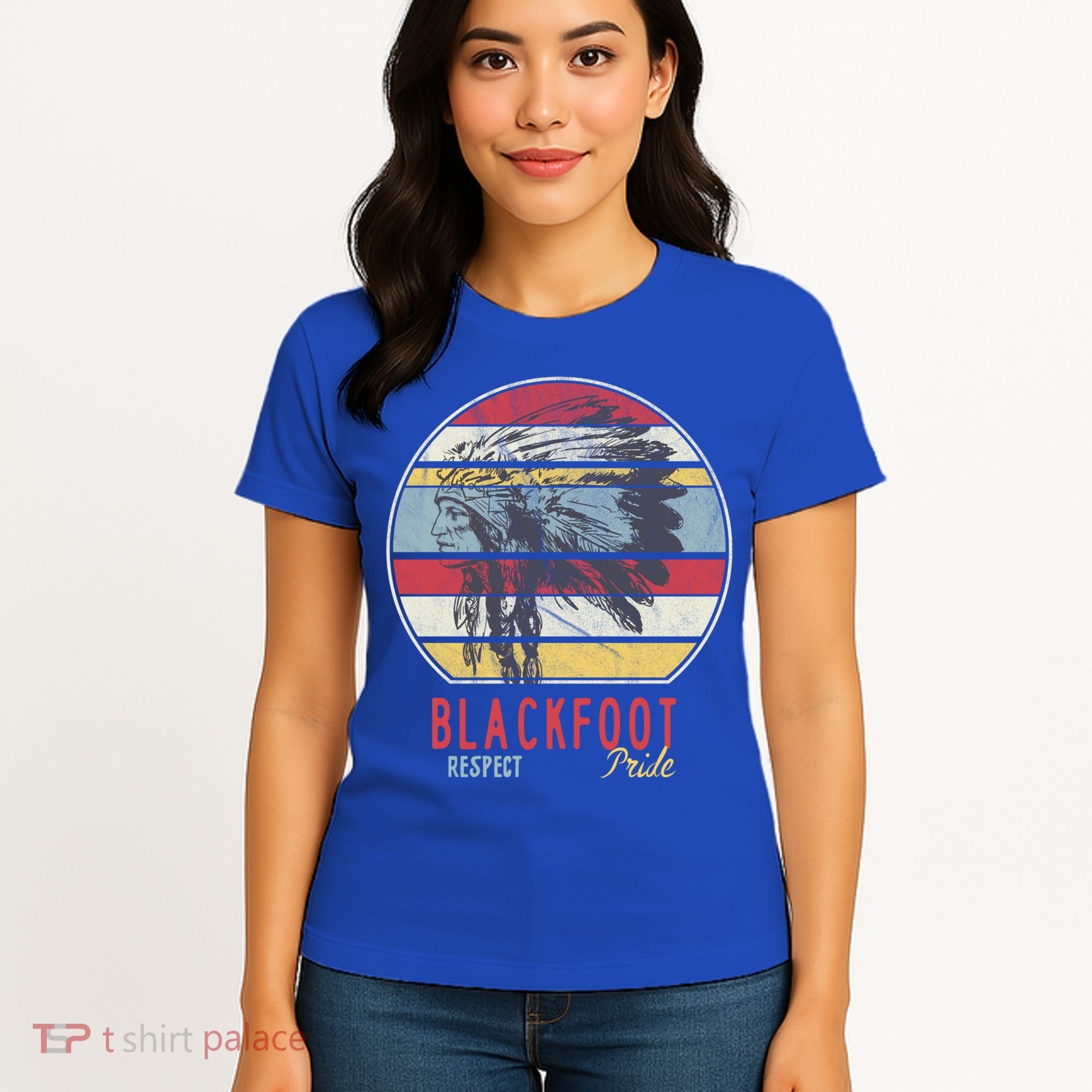 Blackfoot Native American Indian Tribe Respect Pride Retro Funny Gift Women's T-Shirt