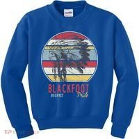 Blackfoot Native American Indian Tribe Respect Pride Retro Funny Gift Kids Sweatshirt thumb 0