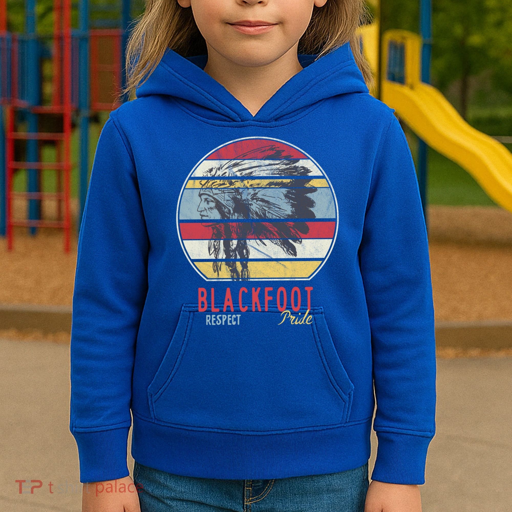 Blackfoot Native American Indian Tribe Respect Pride Retro Funny Gift Kids Hoodie
