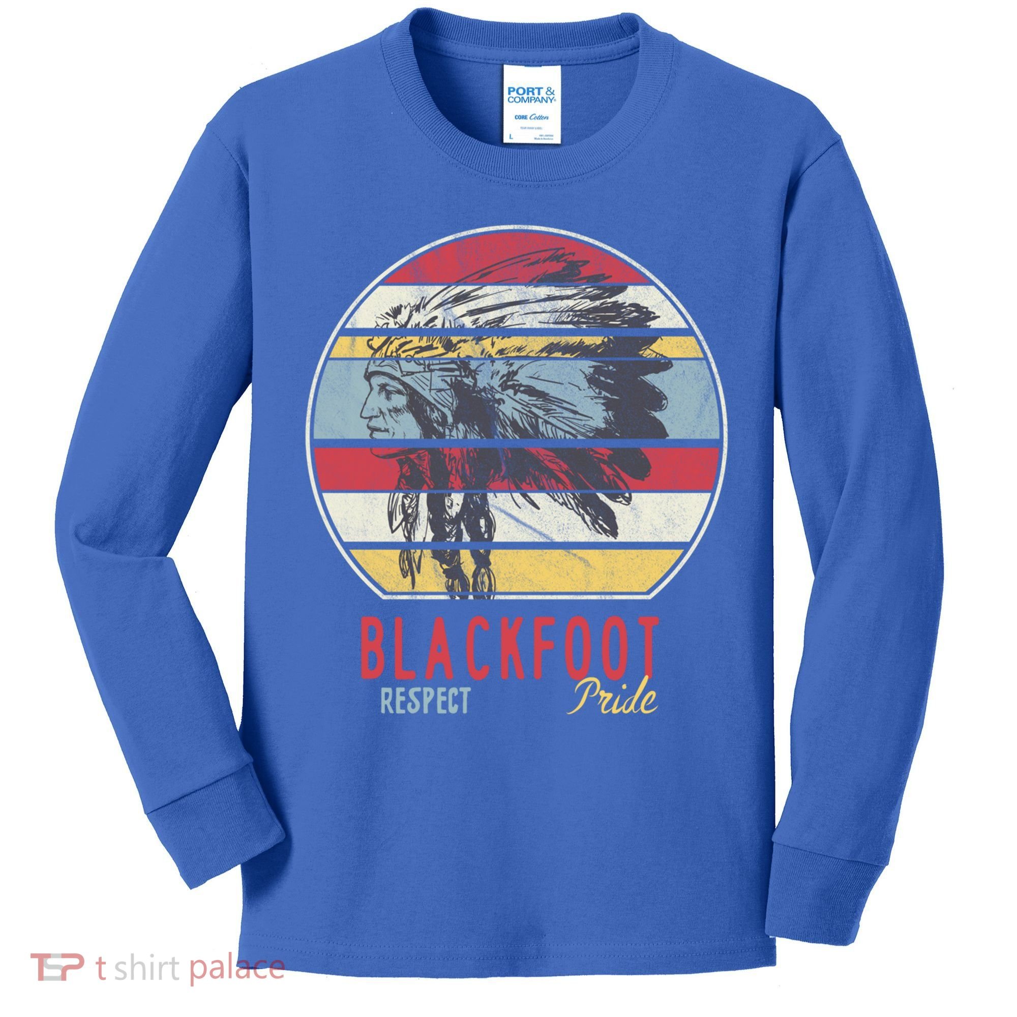 Blackfoot Native American Indian Tribe Respect Pride Retro Funny Gift Kids Long Sleeve Shirt