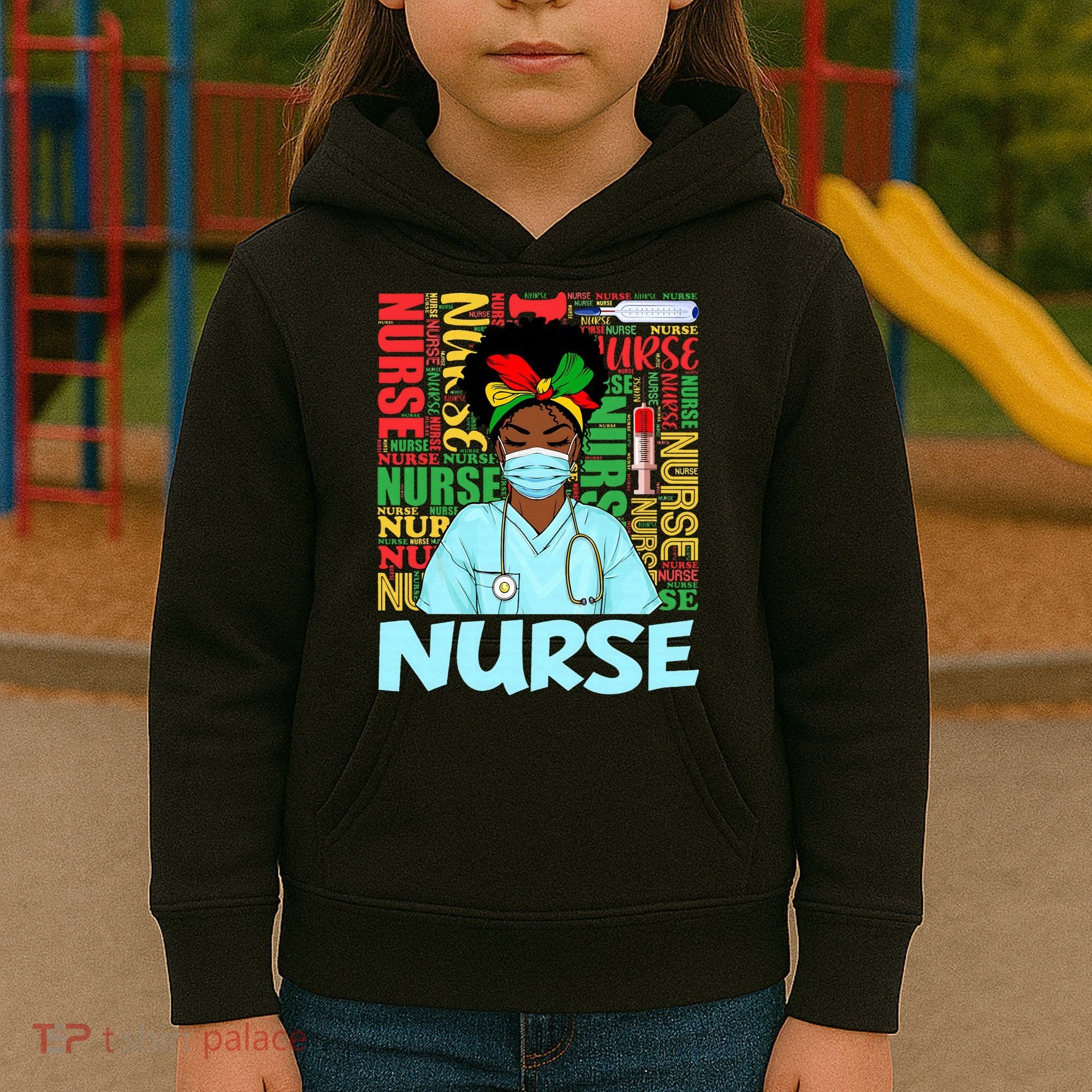 Black Nurse Black History Juneteenth Melanin Kids Hoodie