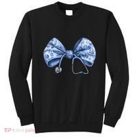 Blue Nurse Coquette Bow Stethoscope Nursing Medical Doctor Sweatshirt thumb 0