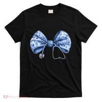 Blue Nurse Coquette Bow Stethoscope Nursing Medical Doctor T-Shirt thumb 0