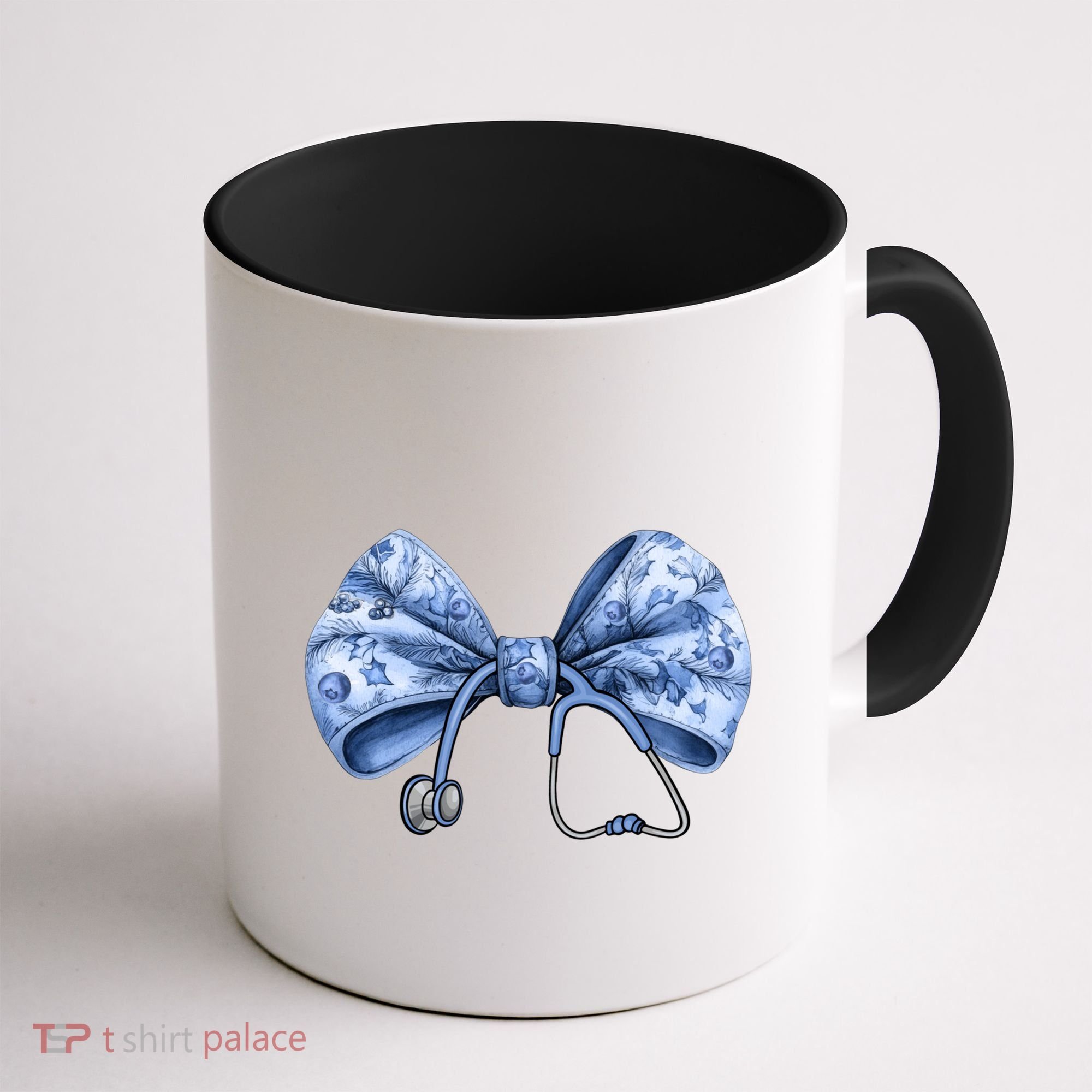 Blue Nurse Coquette Bow Stethoscope Nursing Medical Doctor Coffee Mug