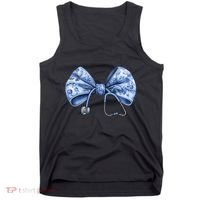 Blue Nurse Coquette Bow Stethoscope Nursing Medical Doctor Tank Top thumb 0