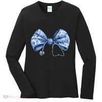 Blue Nurse Coquette Bow Stethoscope Nursing Medical Doctor Women's Long Sleeve Shirt thumb 0