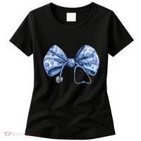 Blue Nurse Coquette Bow Stethoscope Nursing Medical Doctor Women's T-Shirt thumb 0