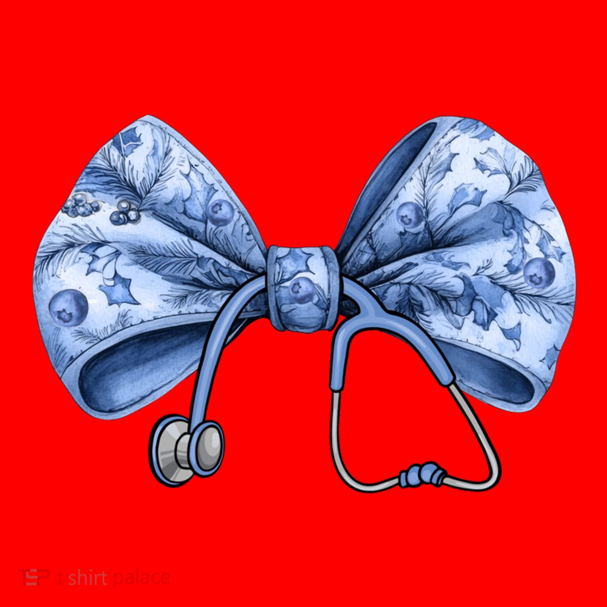 Blue Nurse Coquette Bow Stethoscope Nursing Medical Doctor Santa Hat