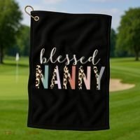 Blessed Nanny Cute Leopard Print Golf Towel thumb 1