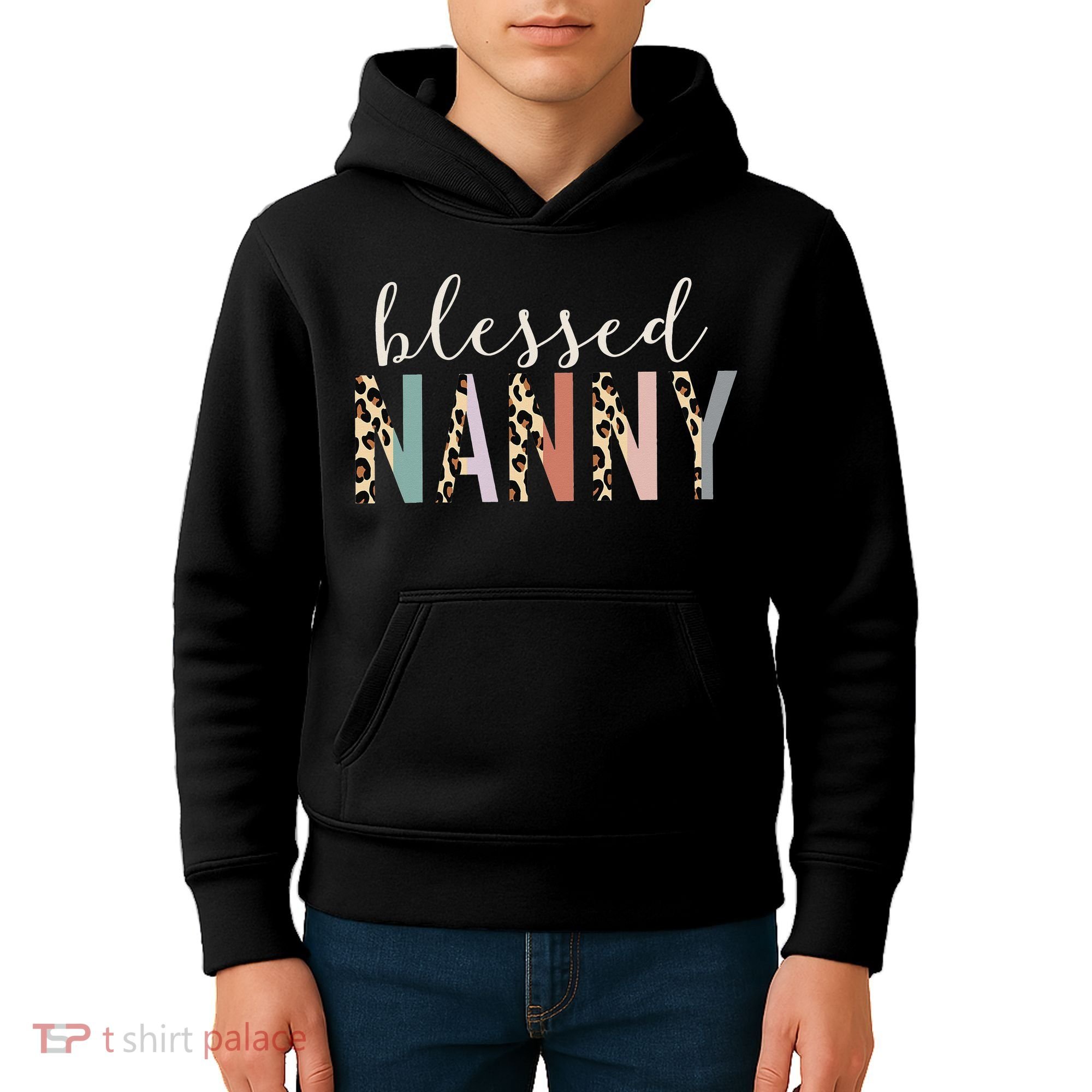Blessed Nanny Cute Leopard Print Kids Hoodie