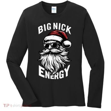 Big Nick Energy Funny Santa Christmas Women's Long Sleeve Shirt
