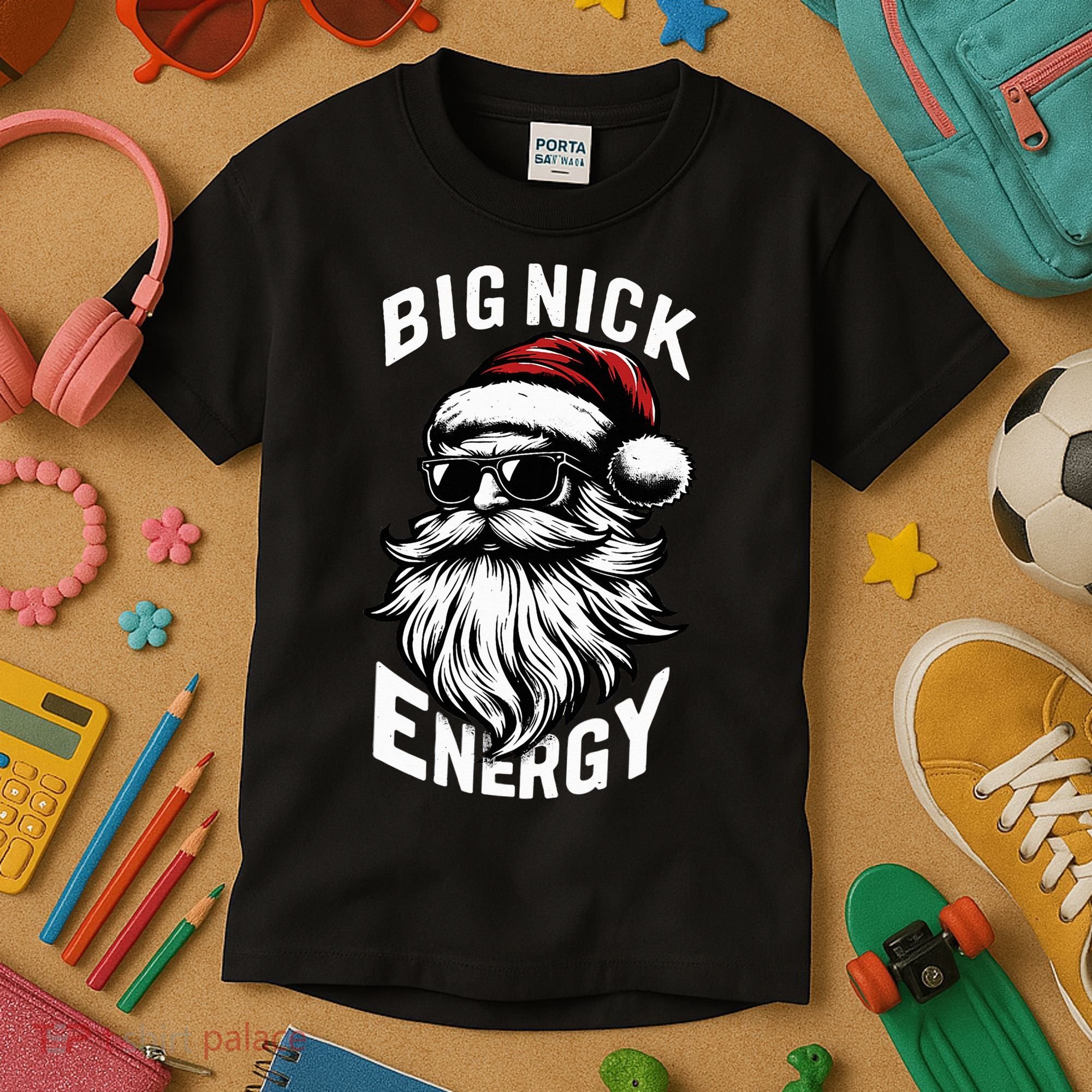 Big Nick Energy Funny Santa Christmas Kids T-Shirt