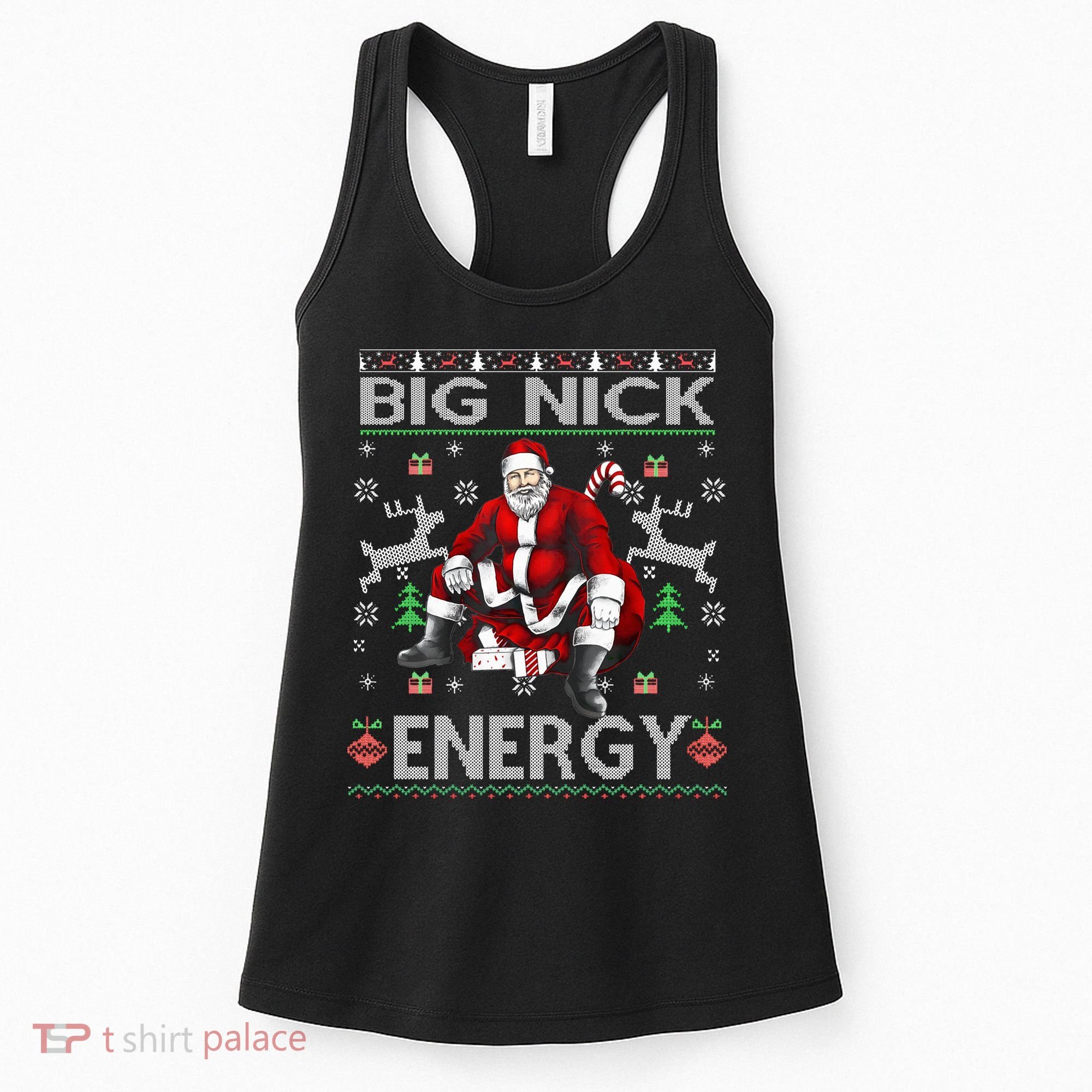 Big Nick Energy Funny Santa Christmas Ugly Sweater Women's Tank Top