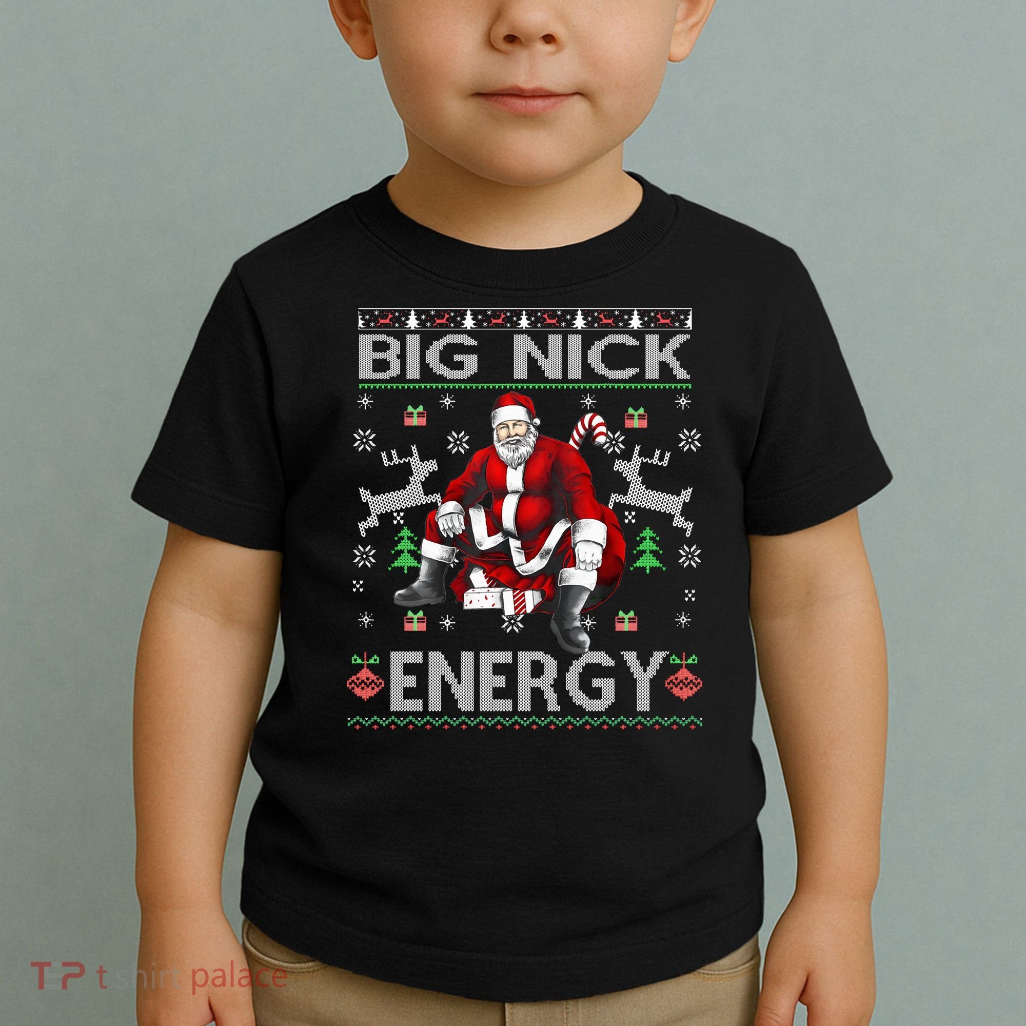 Big Nick Energy Funny Santa Christmas Ugly Sweater Toddler T-Shirt