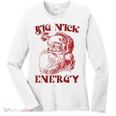Big Nick Energy Funny Xmas Christmas Ugly Sweater Women's Long Sleeve Shirt