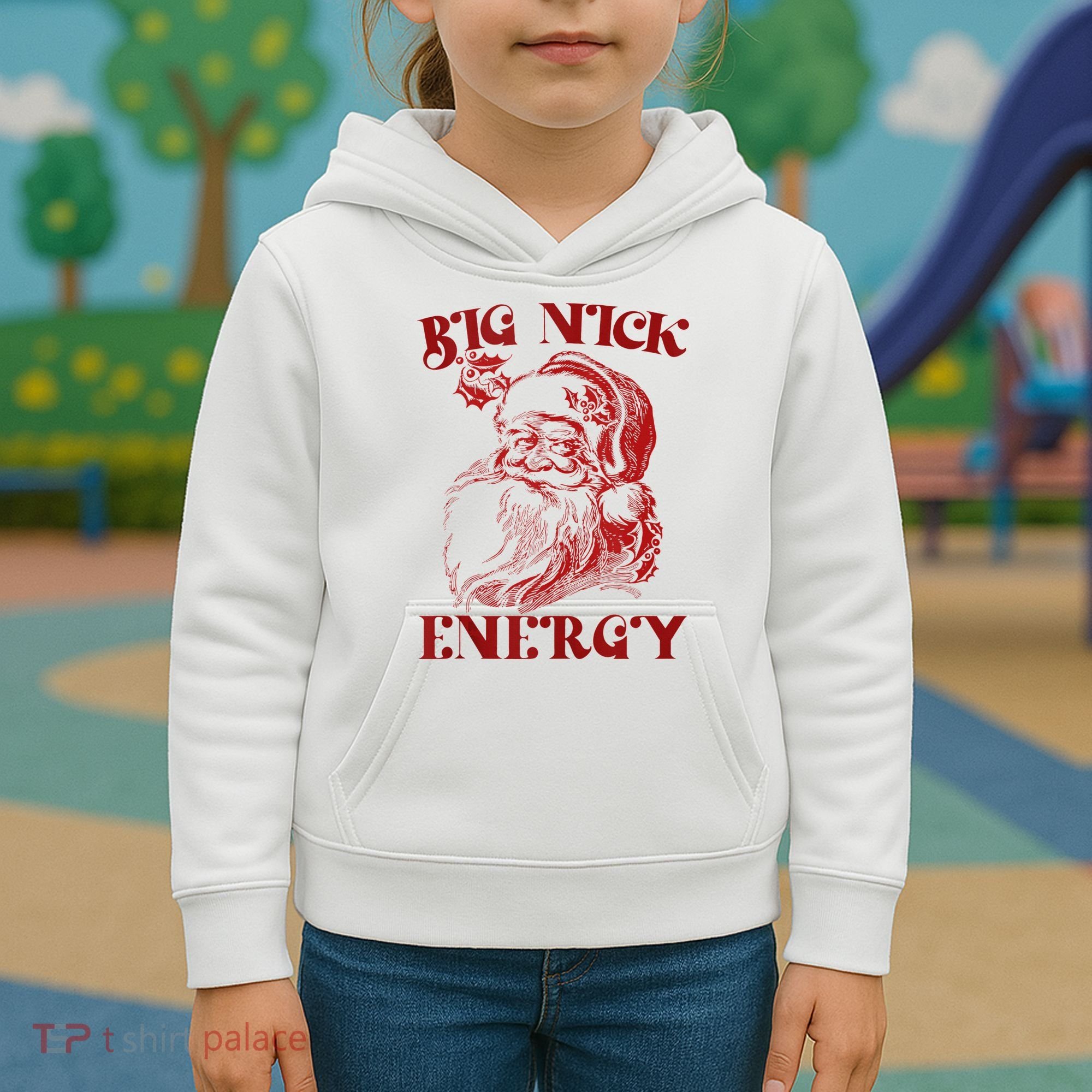 Big Nick Energy Funny Xmas Christmas Ugly Sweater Kids Hoodie