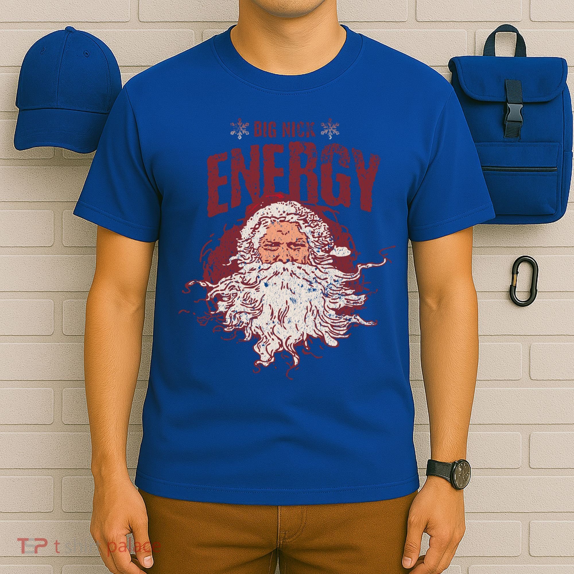 Big Nick Energy Merry Christmas Retro Funny Santa Adult Pun Gift T-Shirt